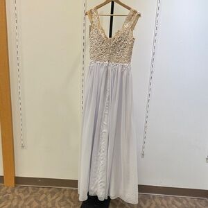 Two Strapped Lace Gown with a Split | Size Medium